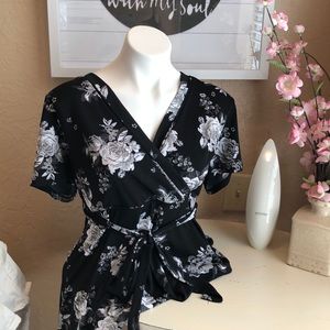 Black v-neck blouse